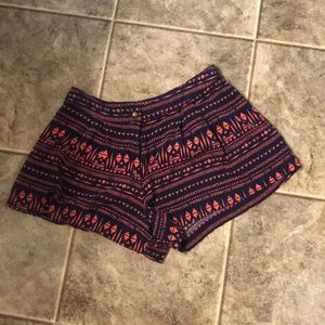 Pink and navy pattern shorts